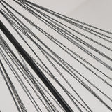 Close-up of fine black chains and a matt black drop rod from the Niori Orb 37 Light Cluster Chandelier, shown against a pale background.