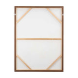 Rear view of the Natural & White Abstract Rectangular Large Canvas with wooden frame, showing diagonal support struts and hanging hooks on a plain white background.