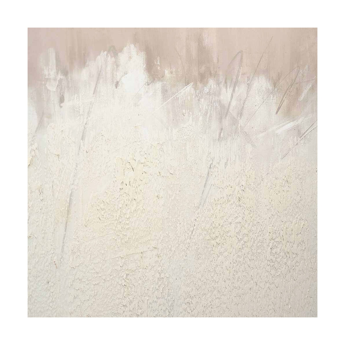 Natural & White Abstract Rectangular Large Canvas with Frame, textured wall art with soft beige tones fading into a cream, plaster-like surface.