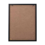 Rear view of the 60 x 80cm canvas wall art in a black frame, showing brown backing board, two hanging hooks, and corner support brackets.