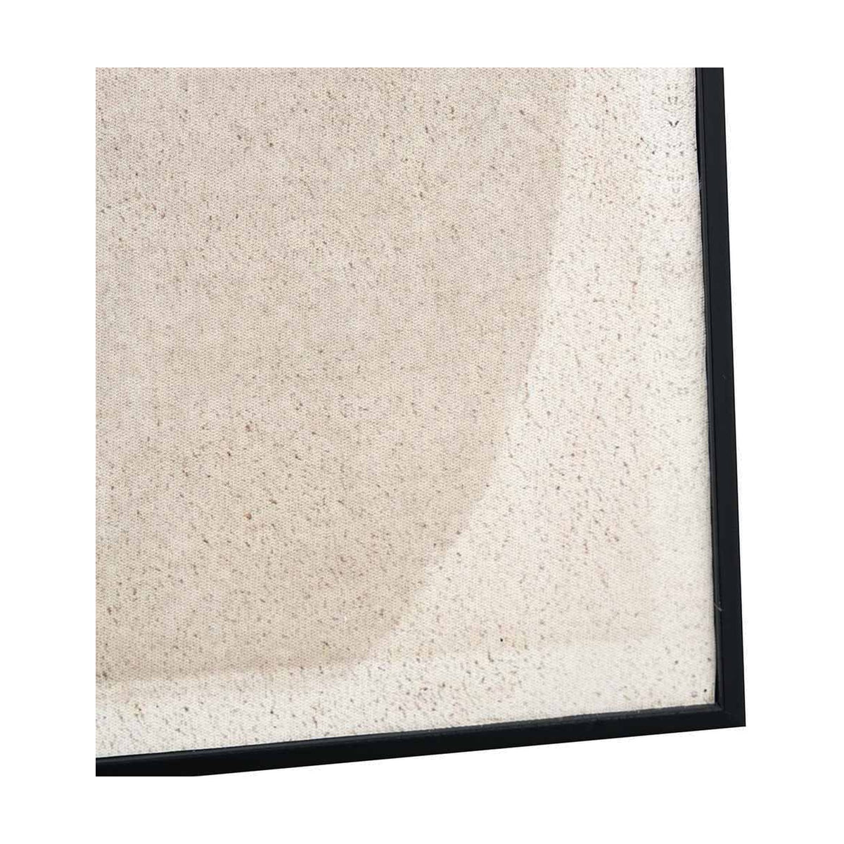 Corner detail of the Natural & Black Canvas with Ovals Design, 60 x 80cm, showing textured natural canvas and slim black frame edge.