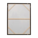Reverse view of the Gold & Blue Tone Abstract Canvas, 90 x 120cm, showing wooden stretcher bars, black frame edge, and hanging hardware on a plain background.