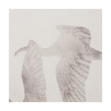 Canvas wall art detail showing birds in flight with outstretched wings, rendered in soft grey tones on a natural background.