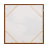 Reverse view of the Monochrome Abstract Square Canvas, 100 x 100cm, showing an oak effect wood frame with pine cross-bracing, hanging hooks, and a fabric-backed canvas.