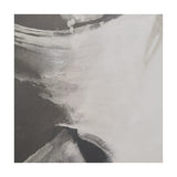 Monochrome abstract square canvas wall art, 100 x 100cm, with sweeping grey and white brushstrokes, shown in close-up detail without frame visible.