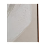 Close-up of the Monochrome Abstract Square Canvas showing textured white and grey brushstrokes with a slim oak effect frame edge visible at the right.