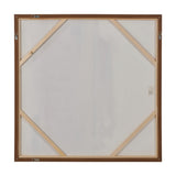 Reverse view of the White & Terracotta Abstract Square Canvas showing an oak effect wooden frame with cross-braced stretcher bars and hanging hooks.