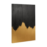 Frameless canvas wall art, 100 x 140cm, with textured black paint fading into a gold jagged-edge base, shown at an angle on a plain white background.