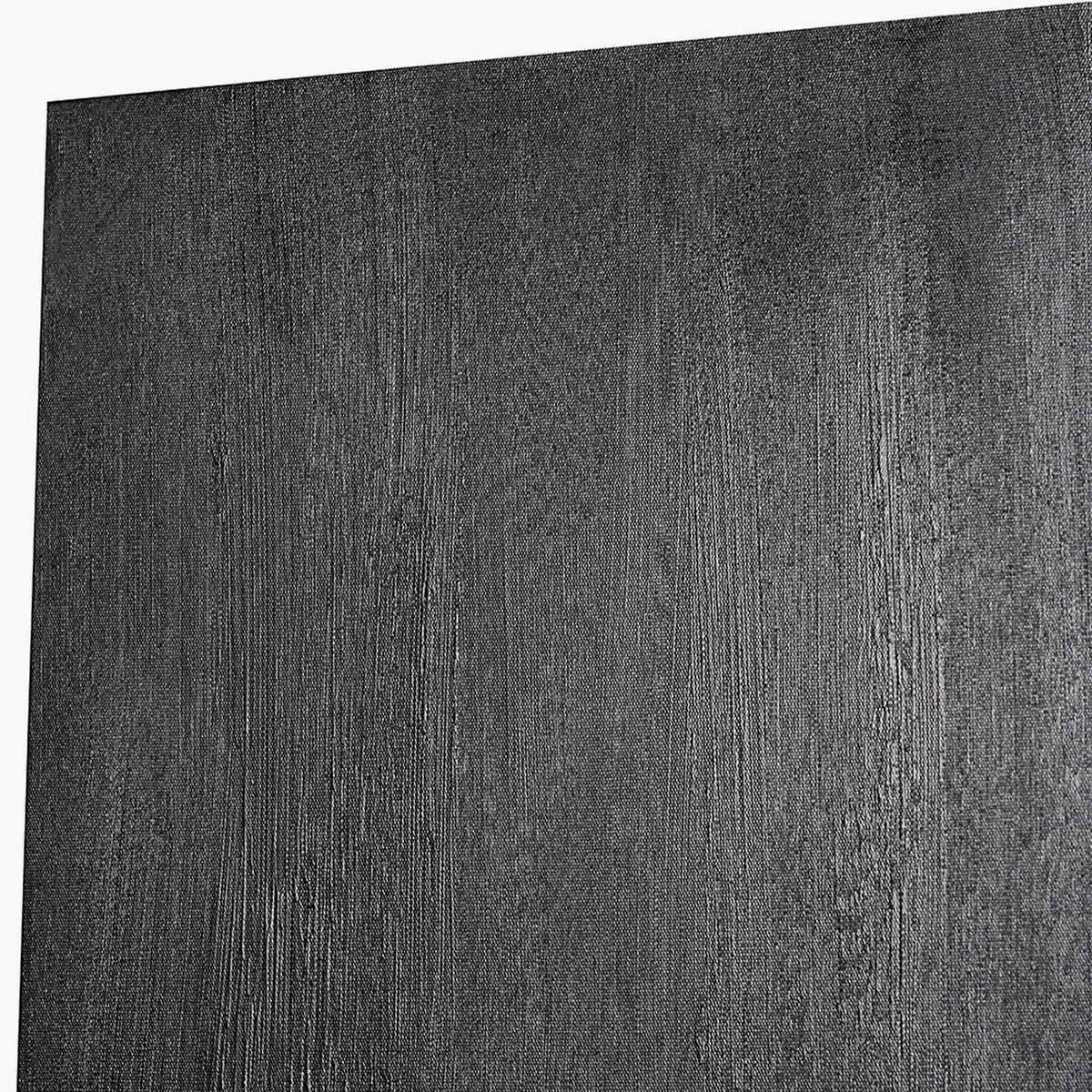 Close-up of the Textured Black & Gold Abstract Frameless Canvas Wall Art, showing a dark, richly textured surface with subtle vertical brushstroke detailing.