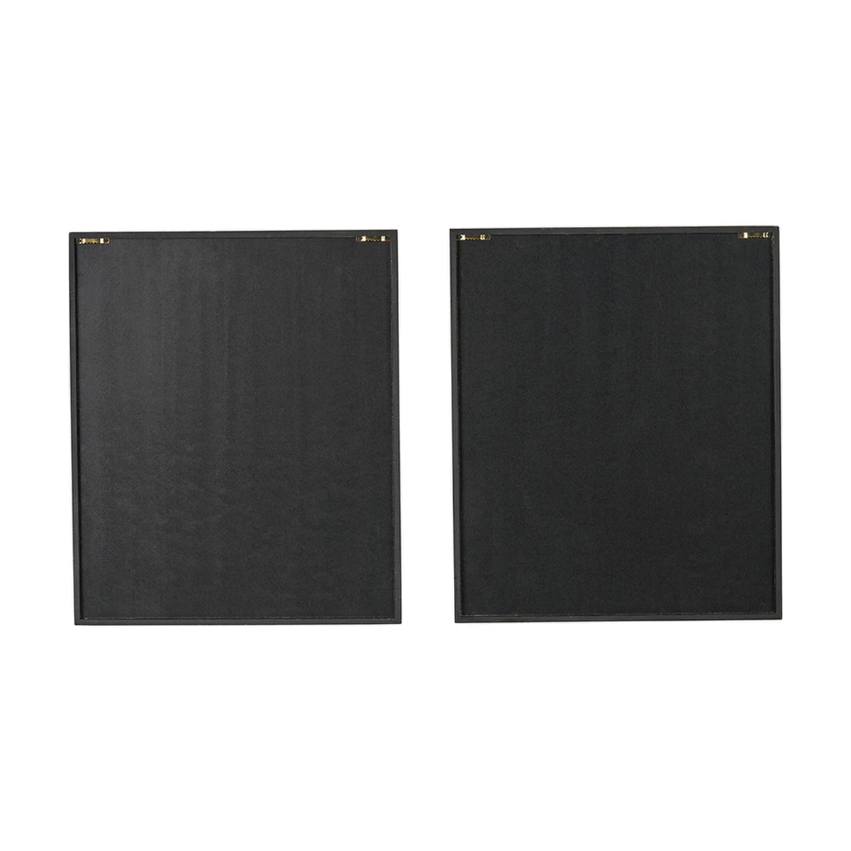 Set of 2 Pattern Natural Paper Design Wall Art pieces with black wooden frames, shown blank-faced with dark textured panels on a plain white background.