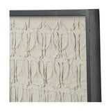 Corner detail of natural paper wall art with a textured woven pattern in a black wooden frame, from the set of 2 Pattern Natural Paper Design Wall Art.