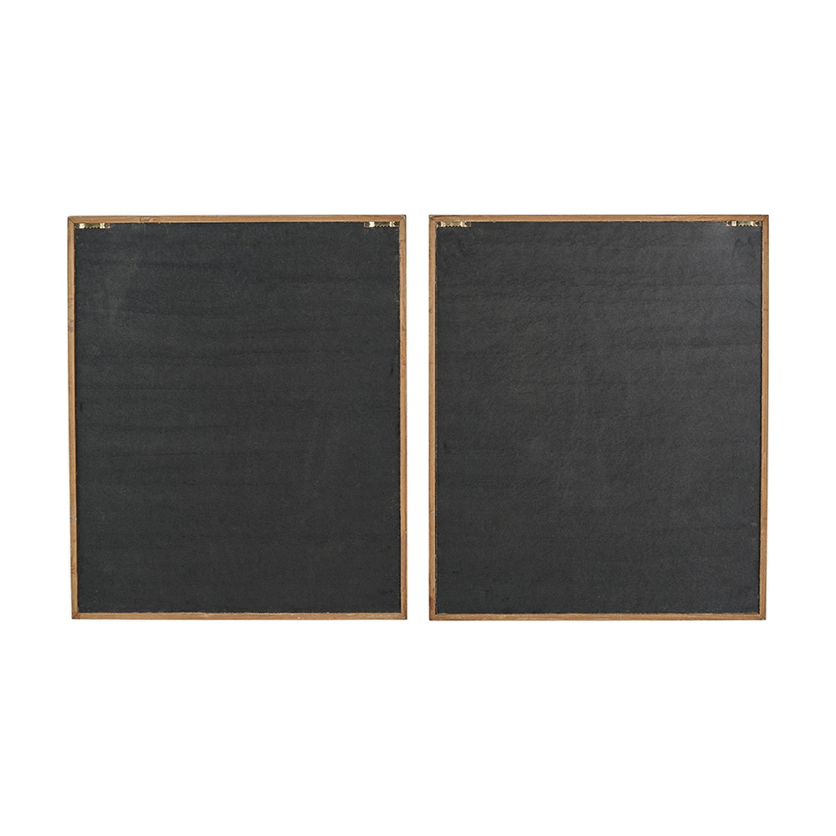 Set of 2 black wall art panels, 60 x 80cm, with natural wood-toned frames and textured dark surfaces, shown on a plain white background.