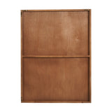 Reverse view of a natural wood-toned wall art panel, 60 x 80cm, showing a plywood back with visible grain, a horizontal support beam, and corner mounting brackets.