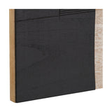 Close-up of black wooden textured wall art panel with natural wood edge detail, from the Set of 2 Black & Natural Wooden Textured Design Wall Art, 60 x 80cm.