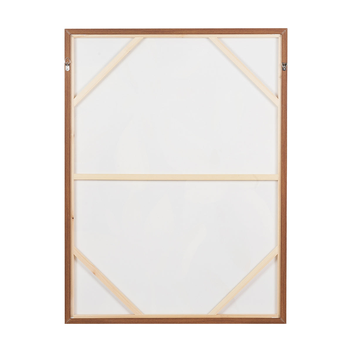 White & Natural Floral Canvas with Oak Effect Frame - 90 x 120cm