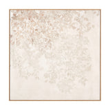 White & Natural Floral Square Canvas with Frame, 100 x 100cm, wood frame, depicting soft beige and cream leaf branches on a neutral background.