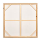 Reverse view of White & Natural Floral Square Canvas with wooden stretcher frame, cross braces, and hanging hooks, 100 x 100cm, shown against a plain white background.