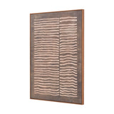 Brown & Natural Linear Design Canvas wall art in an oak effect frame, featuring horizontal wavy stripe patterns, shown at an angle on a plain white background.
