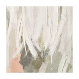Sage & Naturals Highland Cow Canvas, 90 x 120cm, abstract textured brushwork in white and sage green tones with soft pink and grey accents on a natural canvas surface.