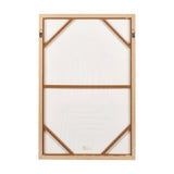 Rear view of the Striped Dress Lady Design rectangular canvas wall art, showing a natural wood frame with diagonal wooden support braces and hanging fixtures, on a plain white background.