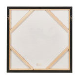 Reverse view of the Fruit Design Canvas with Black Frame, 70 x 70cm, showing wooden cross-brace supports, hanging hooks, and a black outer frame against a plain white background.