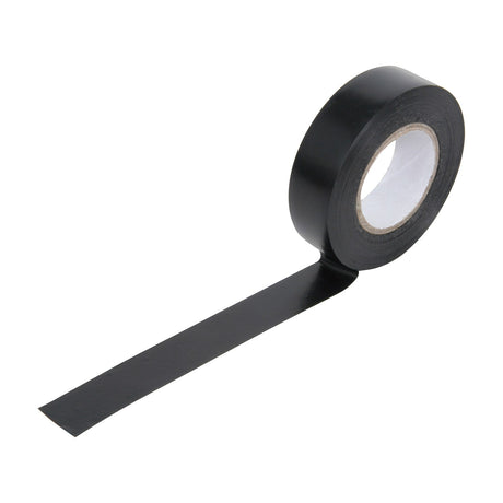 Ultra Tape 19mm x 20m black PVC electrical insulation tape roll with a length unspooled, shown on a plain white background.