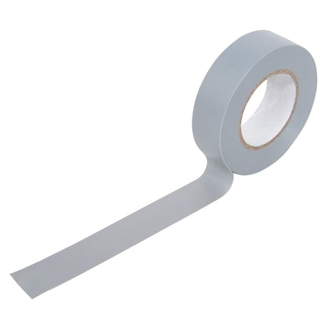 The Ultratape PVC20GY Electrical Insulation Tape 20M in grey is shown on a white background, with a strip unrolled and lying flat.