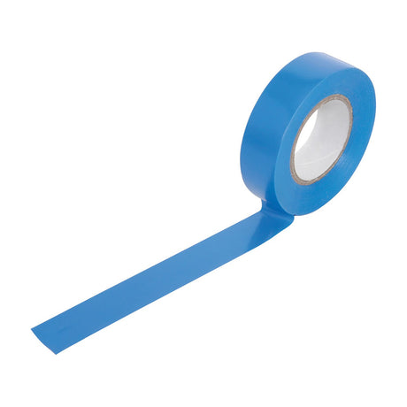 Ultra Tape PVC20BLU blue PVC insulation tape roll, 19mm wide, partially unwound with white core visible, shown on a plain white background.