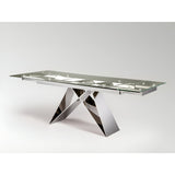 Mika 6–8 Seater Glass & Steel Extendable Dining Table – Transparent
