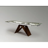 Mika 6-8 Seater Stainless Steel & Glass Extendable Dining Table - Brown
