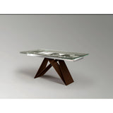 Mika 6-8 Seater Stainless Steel & Glass Extendable Dining Table - Brown