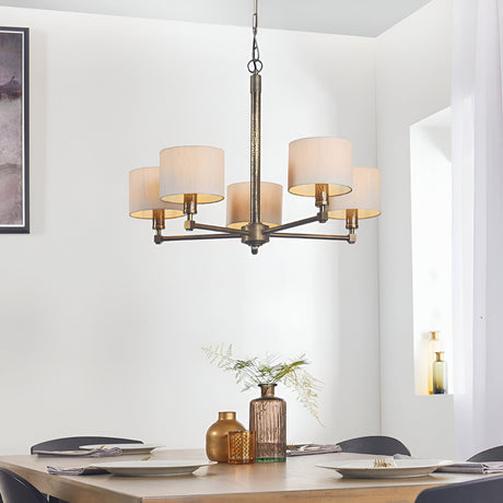 Brenwood 5 Light Pendant - Bronze & Natural