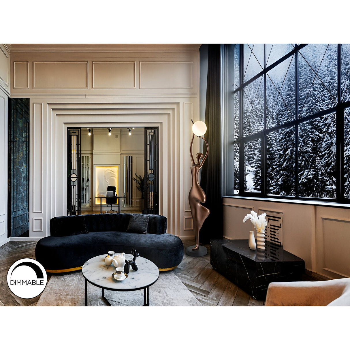 El Arbol Bronze Silhouette Sculpture With Opal LED Lamp - 190cm