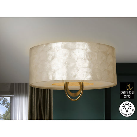 Eden Large 3 Light Flush - Gold/Gold Leaf