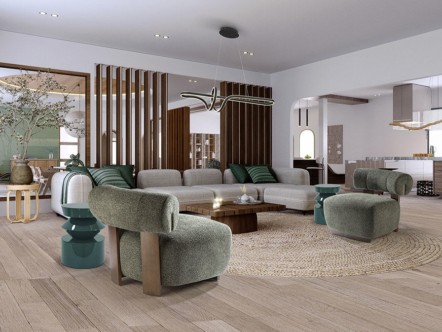 Naomi Armchair - Walnut and Green