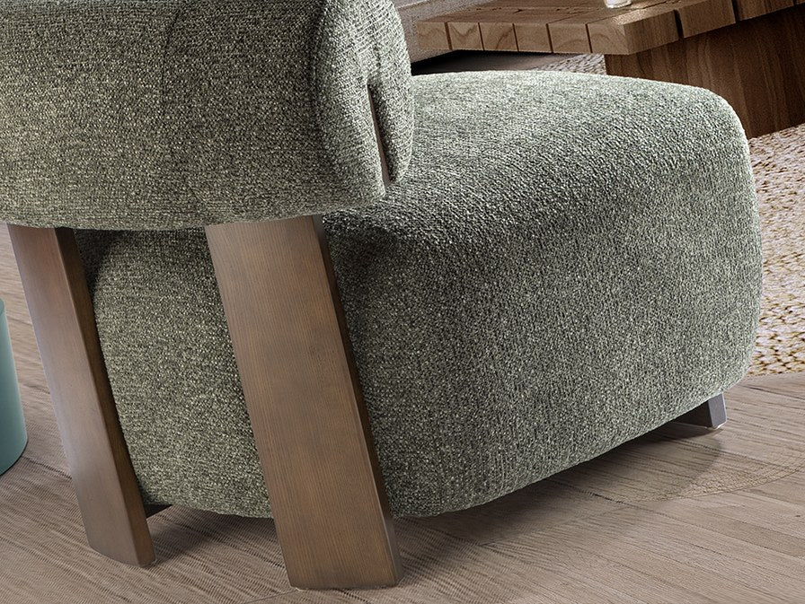 Naomi Armchair - Walnut and Green