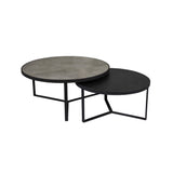 Naira Set of 2 Large Wood & Metal Tables – Matte Black & Grey