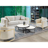 Naira Set of 2 Wood & Metal Tables – Matte Black & White Marble