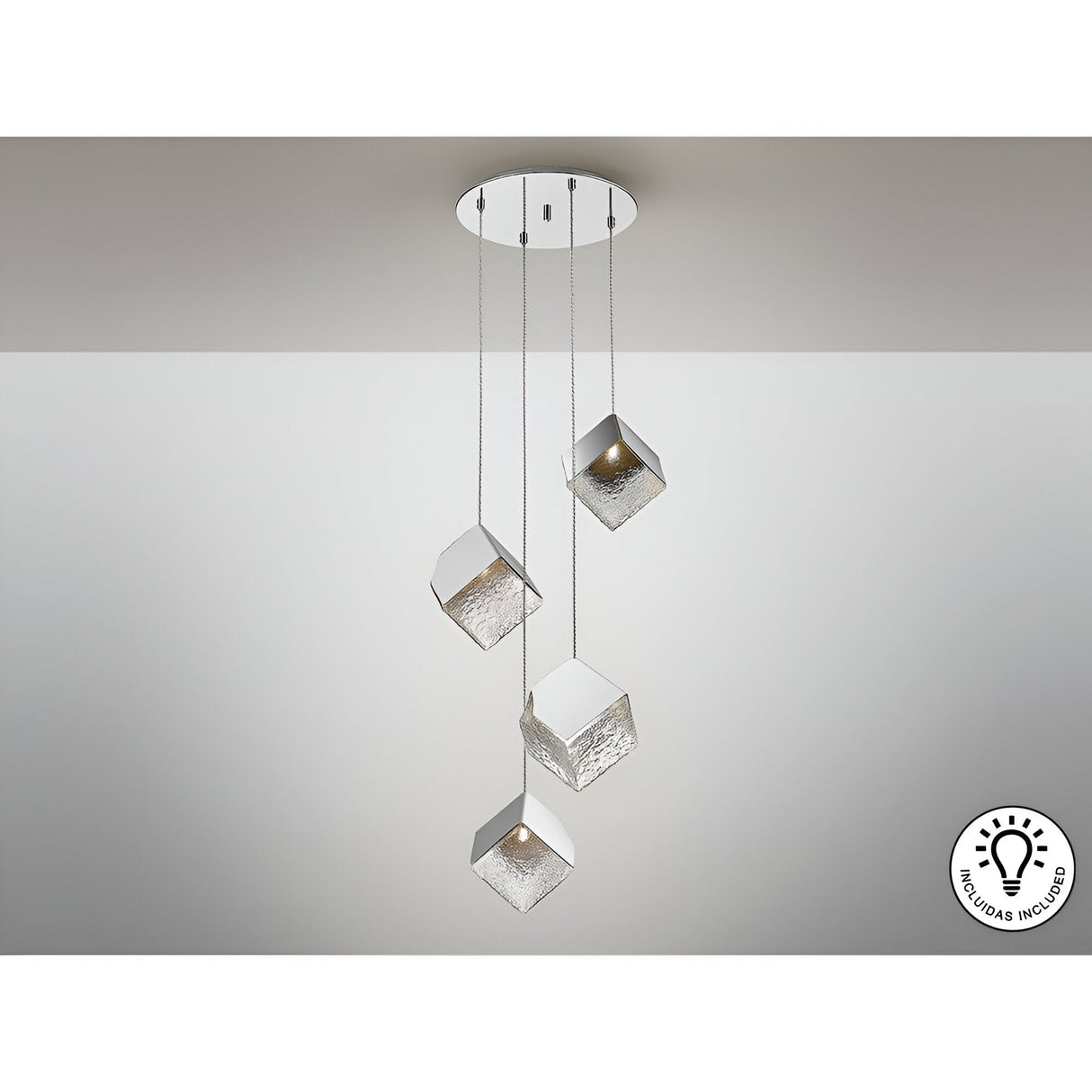 Priscila 4 Light Glass Cluster Pendant - Chrome