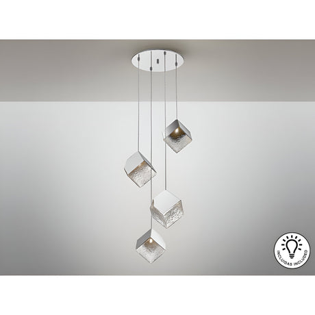 Priscila 4 Light Glass Cluster Pendant - Chrome