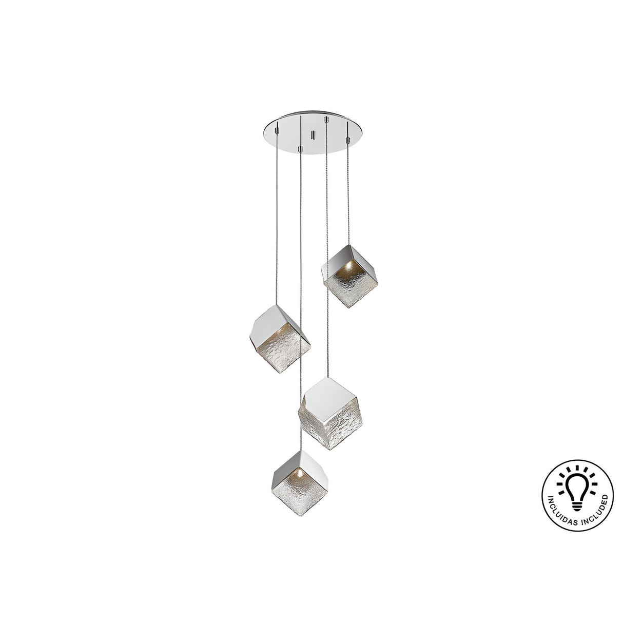 Priscila 4 Light Glass Cluster Pendant - Chrome
