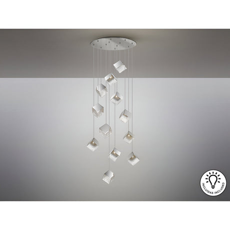 Priscila 12 Light Glass Cluster Pendant - Chrome