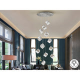 Priscila 12 Light Glass Cluster Pendant - Chrome