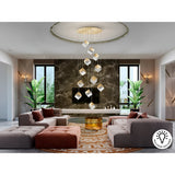 Priscila 12 Light Glass Cluster Pendant - Gold
