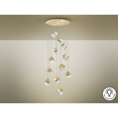 Priscila 12 Light Glass Cluster Pendant - Gold