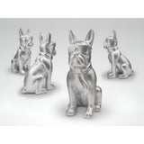 Bulldog Frances Silver Painted Outdoor Sculpture - 148cm
