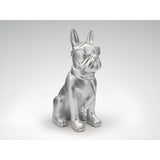 Bulldog Frances Silver Painted Outdoor Sculpture - 148cm