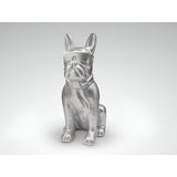 Bulldog Frances Silver Painted Outdoor Sculpture - 148cm