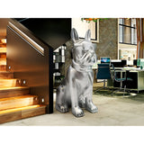Bulldog Frances Silver Painted Outdoor Sculpture - 148cm