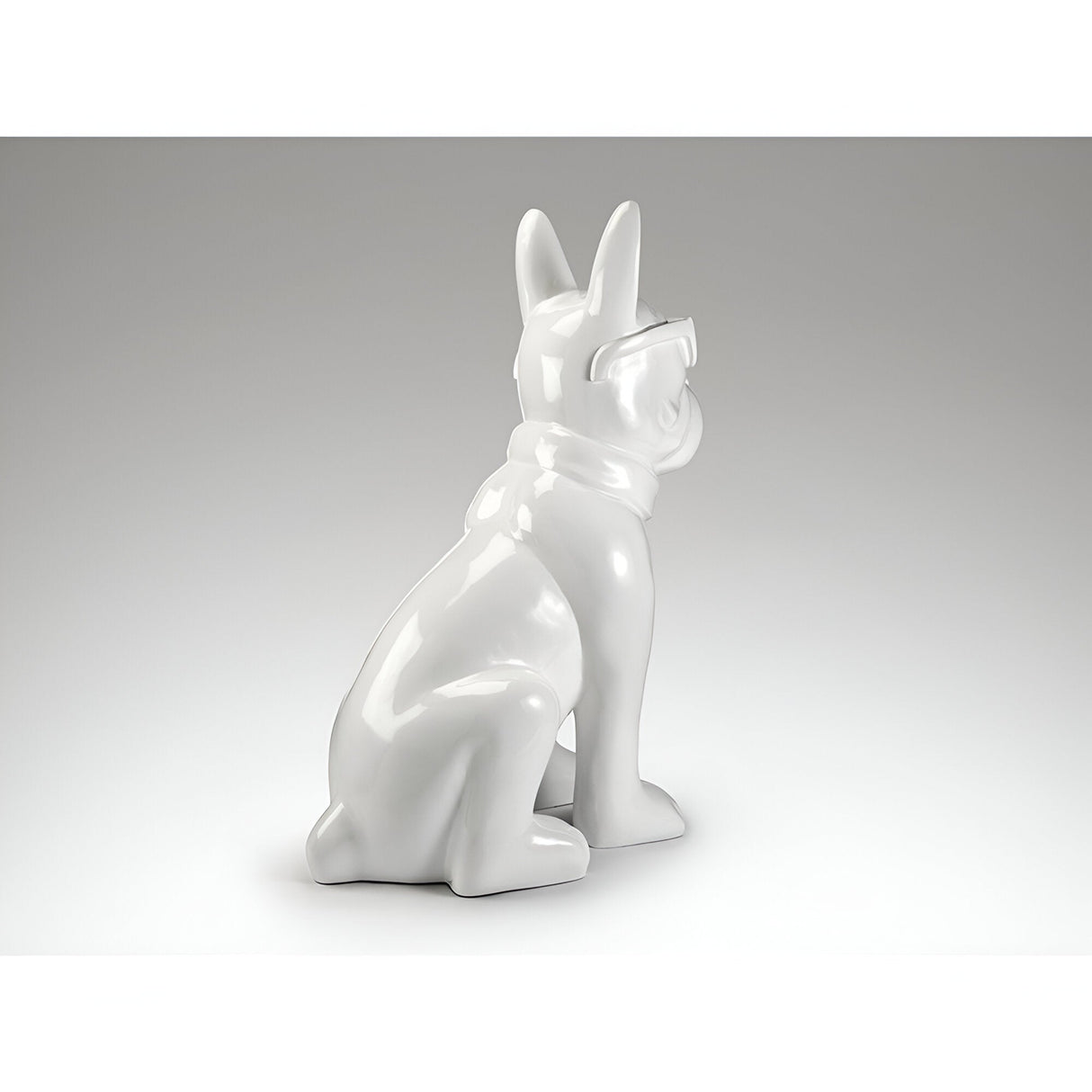 Bulldog Frances White Gloss Painted Outdoor Sculpture - 148cm